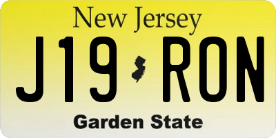 NJ license plate J19RON