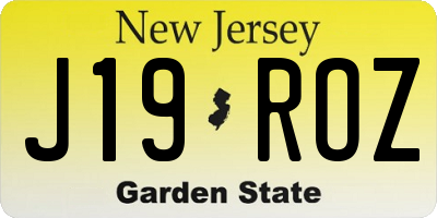 NJ license plate J19ROZ