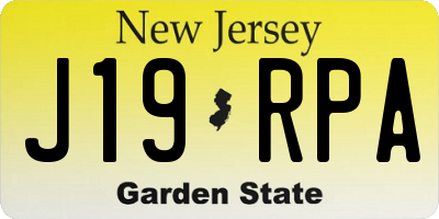 NJ license plate J19RPA