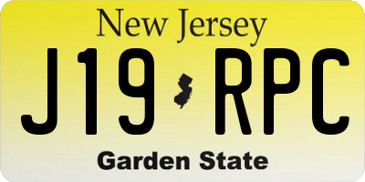 NJ license plate J19RPC