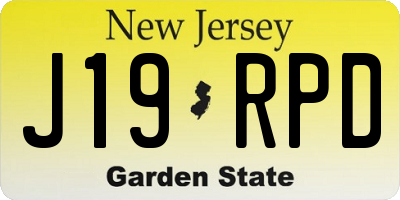 NJ license plate J19RPD