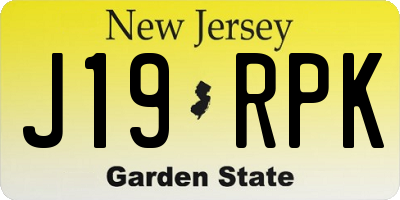 NJ license plate J19RPK