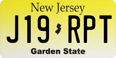 NJ license plate J19RPT