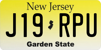 NJ license plate J19RPU