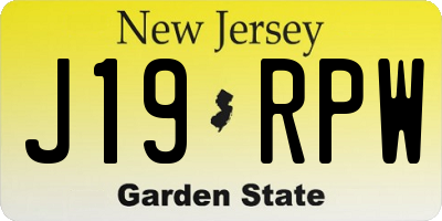 NJ license plate J19RPW