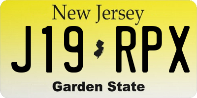 NJ license plate J19RPX