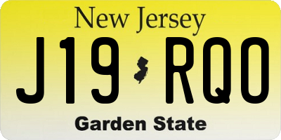 NJ license plate J19RQO