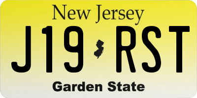 NJ license plate J19RST