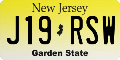 NJ license plate J19RSW