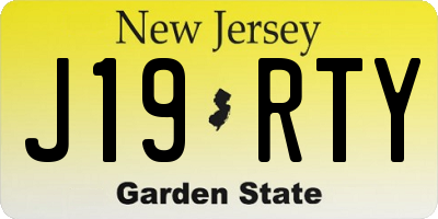 NJ license plate J19RTY