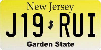 NJ license plate J19RUI