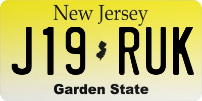 NJ license plate J19RUK