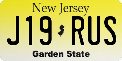 NJ license plate J19RUS