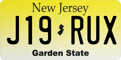 NJ license plate J19RUX