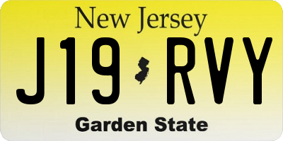 NJ license plate J19RVY