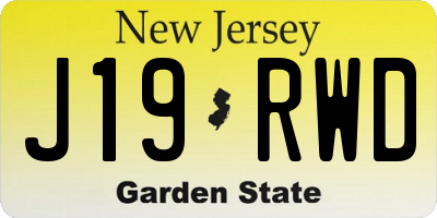 NJ license plate J19RWD