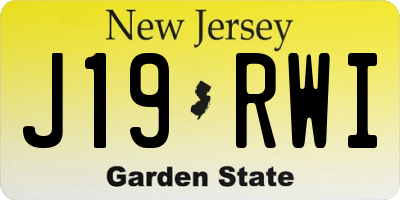 NJ license plate J19RWI