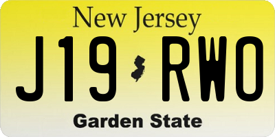 NJ license plate J19RWO