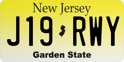 NJ license plate J19RWY