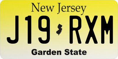 NJ license plate J19RXM