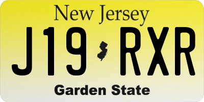 NJ license plate J19RXR