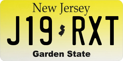 NJ license plate J19RXT
