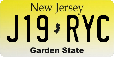 NJ license plate J19RYC
