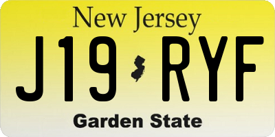 NJ license plate J19RYF