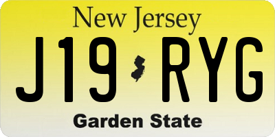 NJ license plate J19RYG