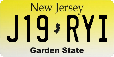 NJ license plate J19RYI