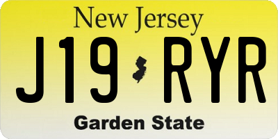 NJ license plate J19RYR