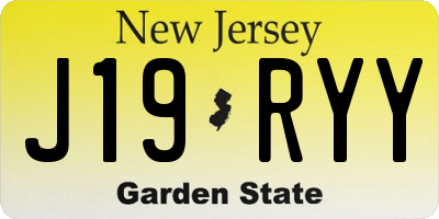 NJ license plate J19RYY
