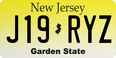 NJ license plate J19RYZ