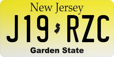 NJ license plate J19RZC