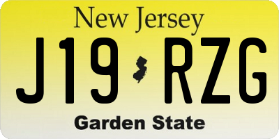 NJ license plate J19RZG