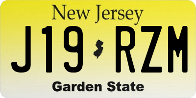 NJ license plate J19RZM