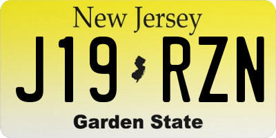 NJ license plate J19RZN