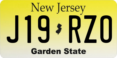 NJ license plate J19RZO