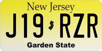 NJ license plate J19RZR