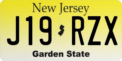 NJ license plate J19RZX