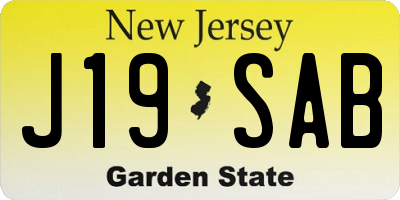NJ license plate J19SAB