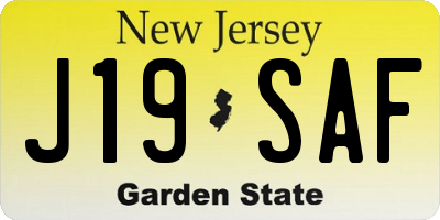 NJ license plate J19SAF