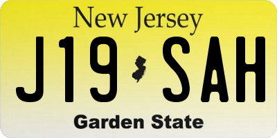 NJ license plate J19SAH
