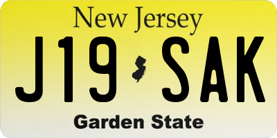 NJ license plate J19SAK