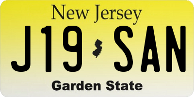NJ license plate J19SAN