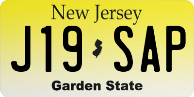 NJ license plate J19SAP