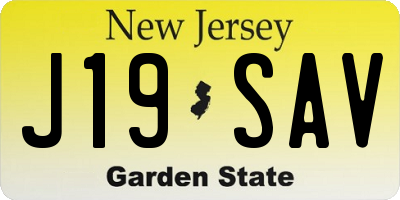 NJ license plate J19SAV