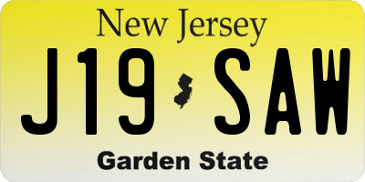 NJ license plate J19SAW