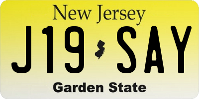 NJ license plate J19SAY