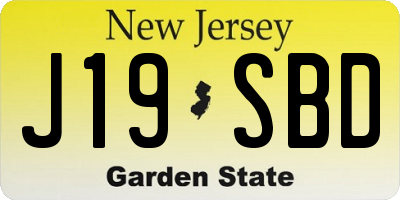 NJ license plate J19SBD